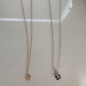 3/$15 Silver panda and gold heart necklace bundle
